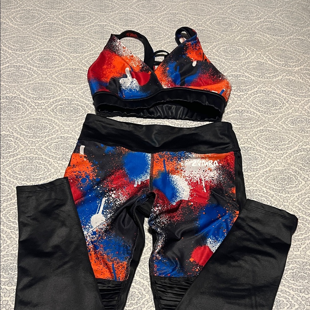 Zumba Fitness Color Splash Leggings and Bra Set